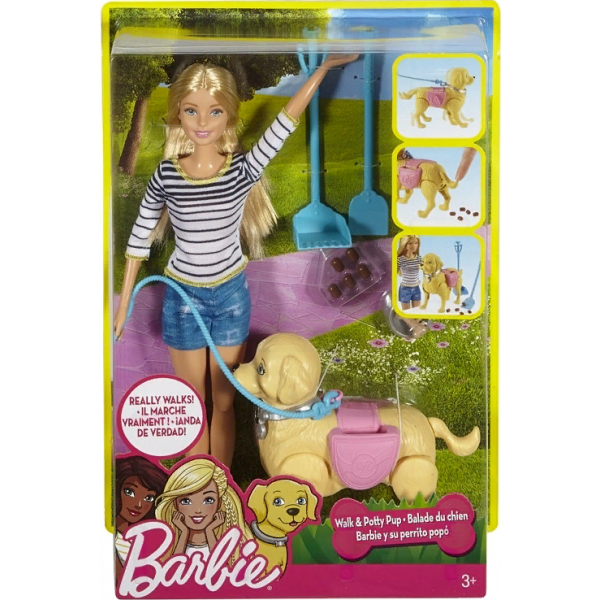 Barbie BE-DWJ68 Кукла Mattel Barbie DWJ68 Набор Барби Прогулка с питомцем