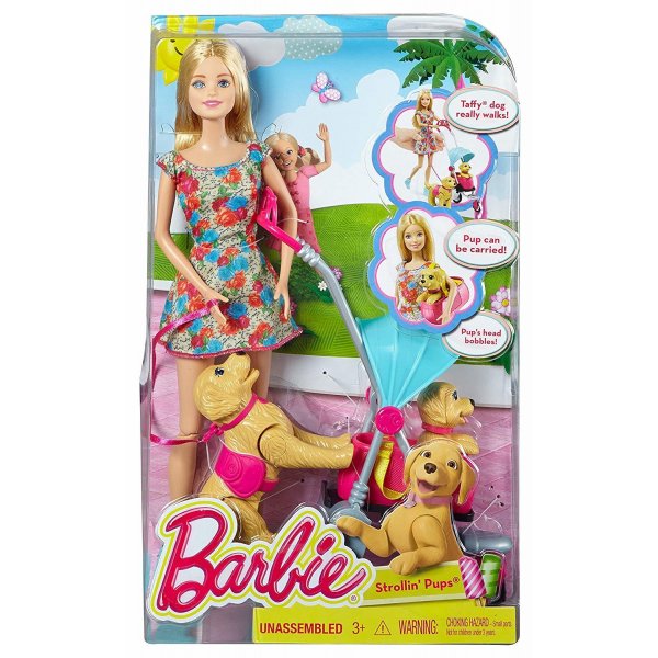 Набор с куклой Barbie Прогулка со щенками, 30 см, CNB21