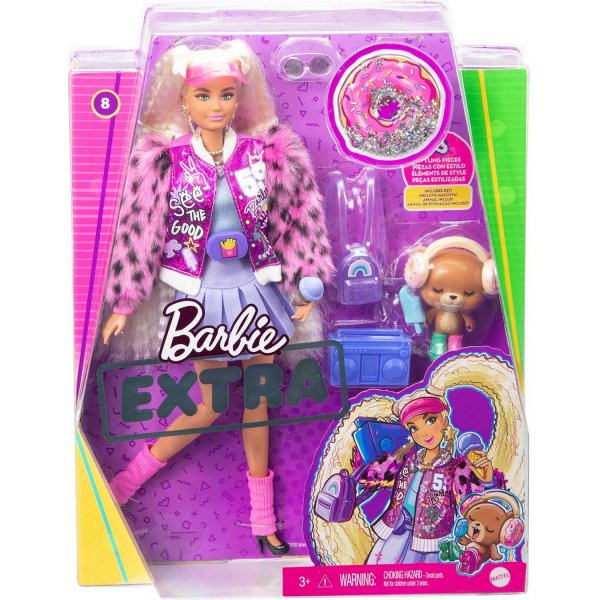 Кукла Barbie Extra Блондинка с хвостиками, 30 см, GYJ77