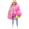 Кукла Barbie Extra Doll #3 in Pink Coat with Pet Unicorn-Pig, GRN28
